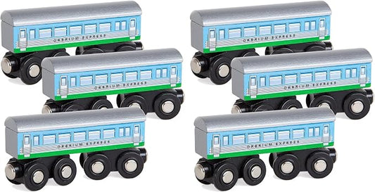 Orbrium 3 Pcs Large Wooden Railway Express Coach Cars, Compatible with Thomas & Friends Push-Along The Tank Engine, Brio, Chuggington Wooden Train (Pack of 2)