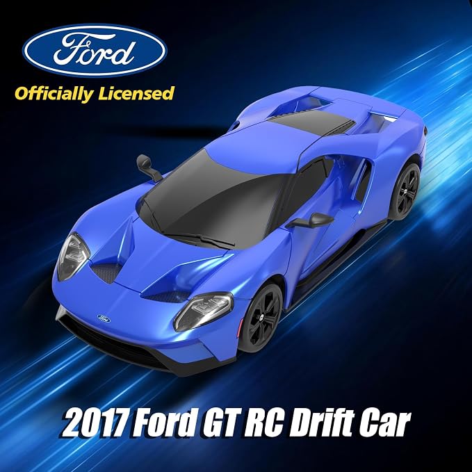 YONCHER RC Drift Car, Remote Control Car for Kids Ford GT Officially Licensed, 1:24 20KM/H 4WD with Lights, Fast Racing Toy Car for Boys Girls, Blue