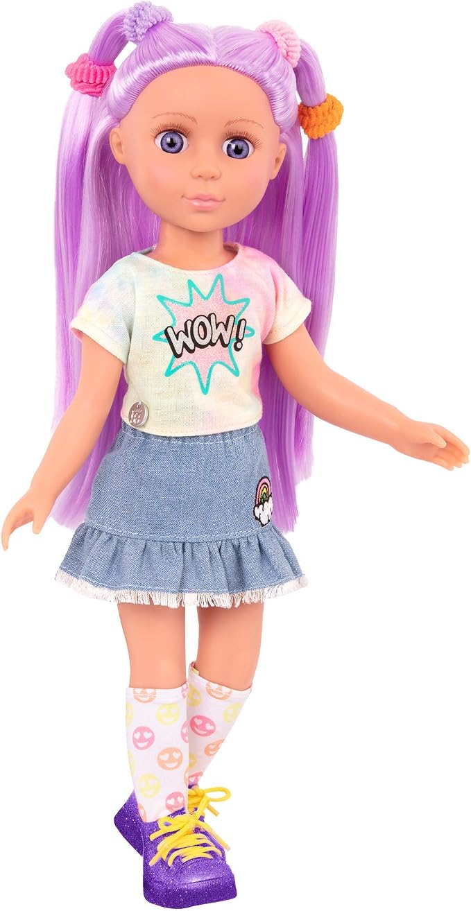 Glitter Girls – 14-Inch Fashion Doll - Blue Eyes & Blue Hair - Bow, Clips, and Colorful Outfit – 3+ Years – Luma