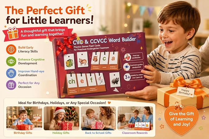 Alened Sight Words Flash Cards for Kindergarten, Phonics Flash Cards, CVC Word Games Pocket Chart, Classroom Learning Activities, Phonics Games for Reading, Speech Therapy Materials for Kids