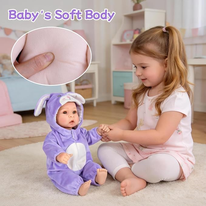 UOFTKIZ Real Life Baby Dolls - 17" Lifelike Baby Dolls, Soft Baby Doll with Open Eyes, Gifts for 3+ Years
