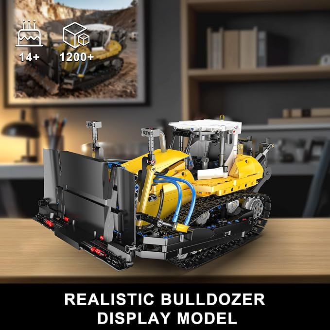 Mould King 19019 Bulldozer Building Set - Technique Heavy Bulldozer Truck Model Kits, Collectible Construction Vehicle Toys, DIY Engineering Building Blocks for Teens and Adults (1200 PCS)