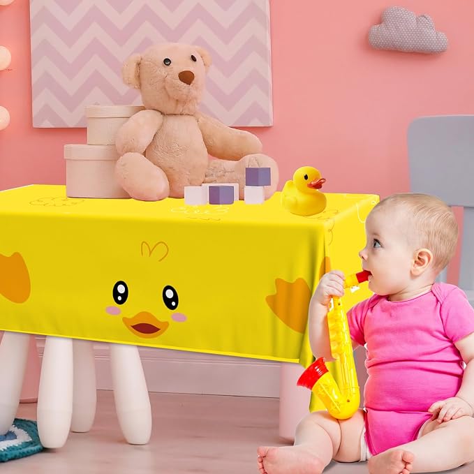 3pcs Yellow Duckie Table Cover, Waterproof & Easy to Clean, 70.8x42.5 inches, Duck-themed Tablecloth for Parties, Baby Showers, Gender Reveals