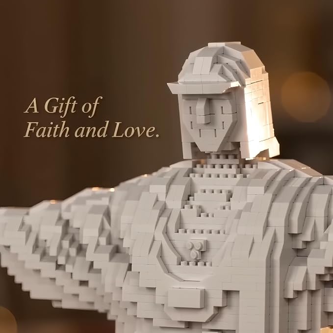 18 Inch Jesus Christ Redeemer Cross Micro Building Blocks - 2700 Pieces Serene Religious Figure, Mindful Stress Relief Hobby, Ideal Christian Gift for Home Decoration & Hobbyists