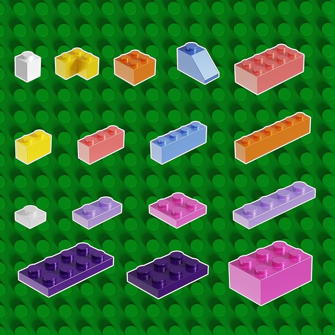 500 Piece Classic Building Bricks and 1 Green Baseplate, Compatible with Lego and Other Major Brands, Mixed Bricks Bulk Creative Building Toys, Blocks Bulk for Kids Ages 6+ (Girls' Color)