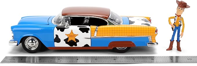 Jada Toy Story Woody 1955 Chevrolet Bel Air Die-Cast Car with Figure 1:24 Scale – Hollywood Rides Collectible Toys