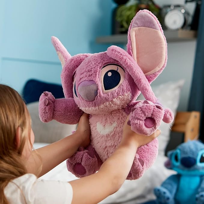 Disney Store Official Angel Medium Soft Toy for Kids - Cuddly Character with Fuzzy Texture & Embroidered Details - Flexible Floppy Ears - Disney Plushy Suitable for All Ages