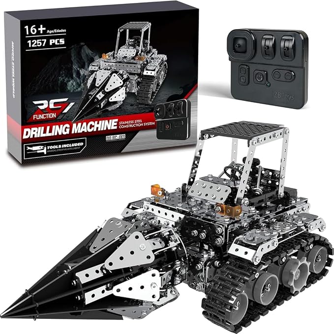 Building Sets Stem Assembly Metal 3-D Puzzle Model Car Building Kit Construction Set Toys Electric Remote Control Drilling Machine 1257PCS/Included Motor