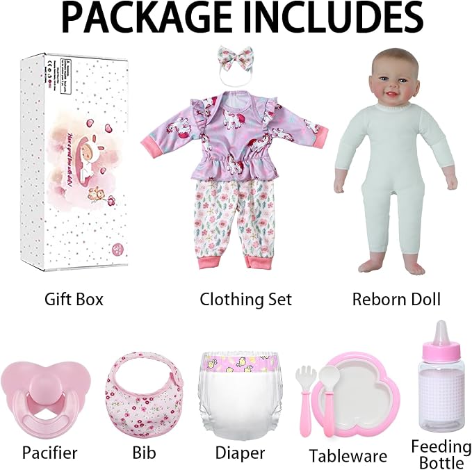 SCOM Baby Doll Girl, 18 inch Realistic Soft Body Baby Doll Real Life Cute Baby with Accessories for 3+ Year Old Gifts