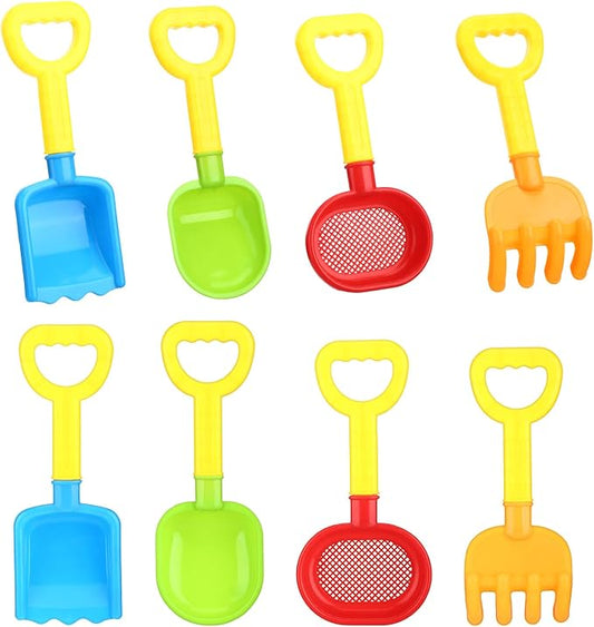 Skylety 8 Pieces Sand Shovels for Kids Colorful Plastic Rake Summer Beach Sand Sifter Shovel for Planting Digging Garden Tool Travel Beach Essentials
