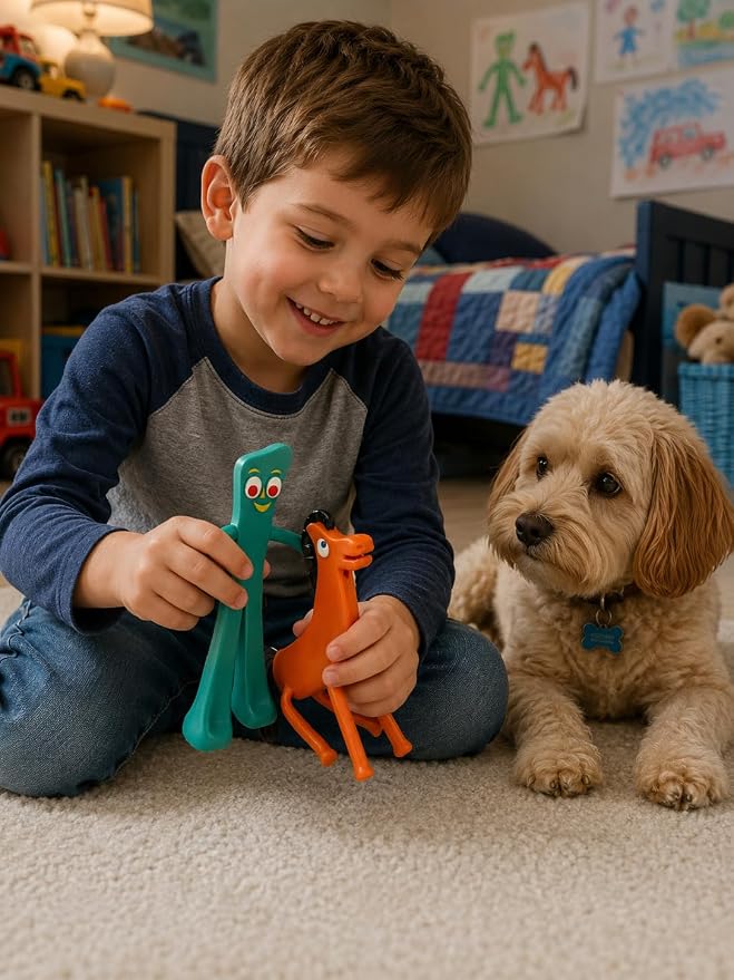 NJ Croce Gumby & Pokey 6" Bendable & Posable Figure Pair Fun Retro Toy for All Ages 3 and Up