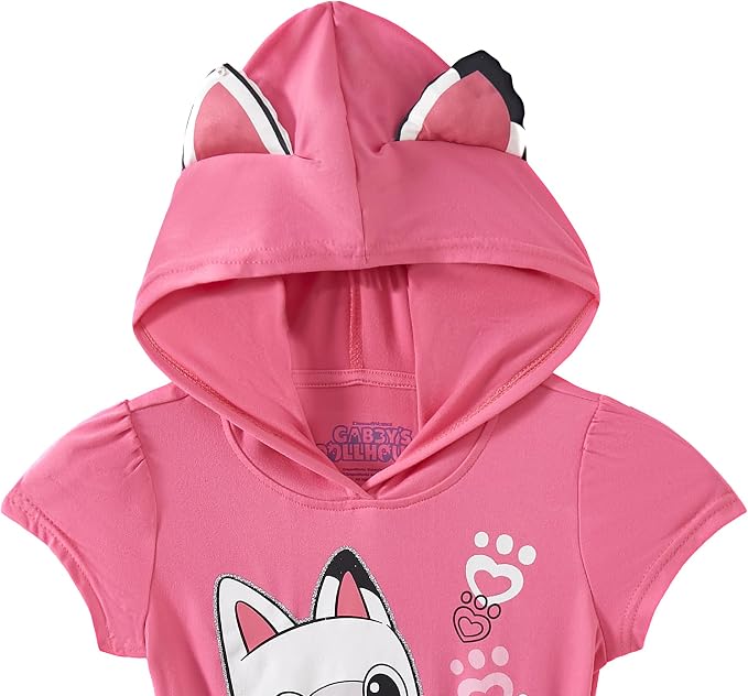 DREAMWORKS GABBY'S DOLLHOUSE Girls Cosplay Hooded Tulle Dress with Ears for Toddler and Big Kids