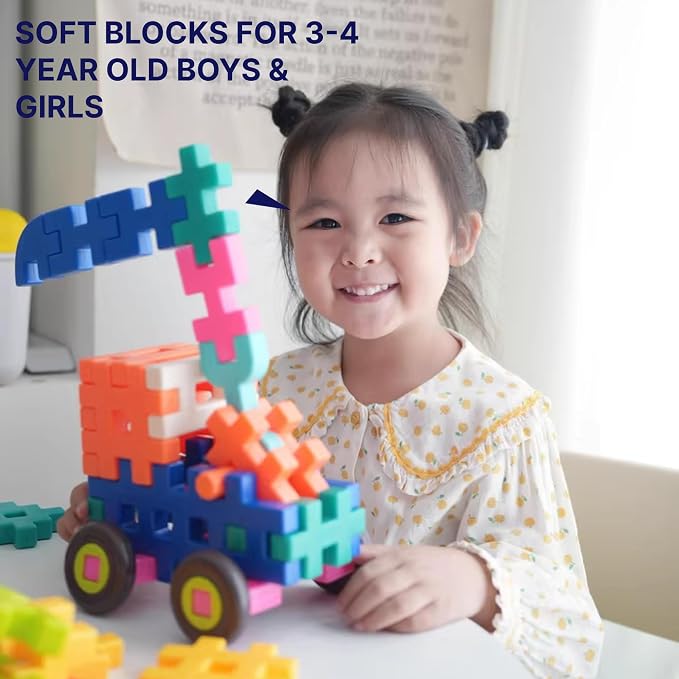 Interlocking Building Blocks STEAM Construction Set, Farm Role Play Theme, Multi-Dimensional, for Preschool Kids Ages 3-4 (122)