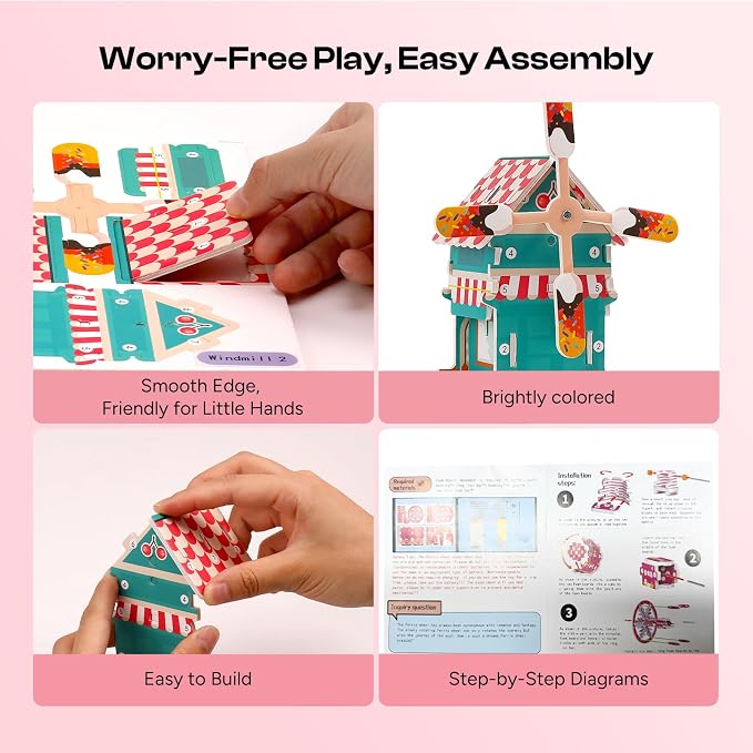 Sntieecr 6-in-1 Stem Kits for Kids Age 8-12, Girls Engineering Kit with 3D KT Board Puzzle, Educational Craft Building Toys for Girls, STEM Building Kits for Ideal Christmas, Birthday Gifts