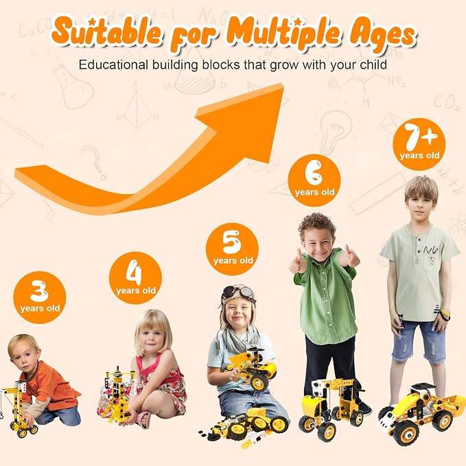HOMETTER STEM Building Toys, 10 in 1 Construction Set for Preschool Kids, Educational Creative Games Holiday Idea Gift for 5+ Years Old, Stem Activities for Kids Ages 4-8 5-7 6-8 Boy Birthday Gifts
