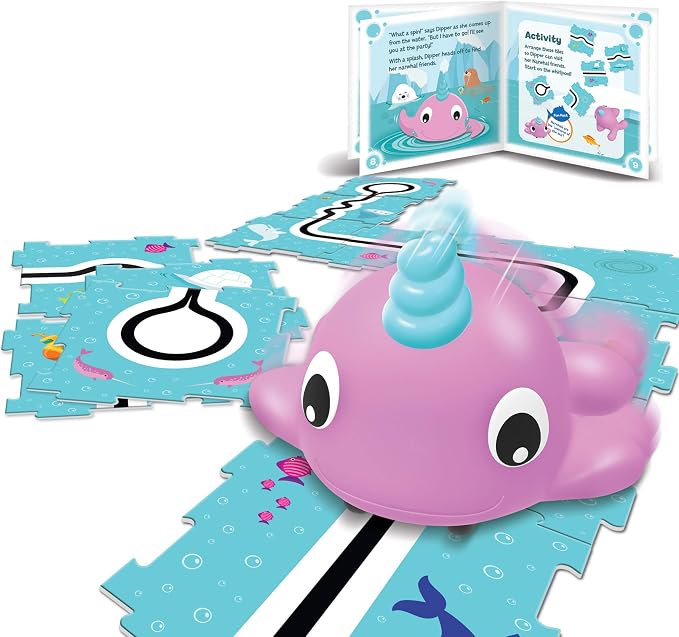 Learning Resources Coding Critters Go Pets Dipper the Narwhal - 14 Pieces, Ages 4+ Screen-Free Early Coding Toy For Kids, Interactive STEM Coding Pet, Toddler Learning Toys