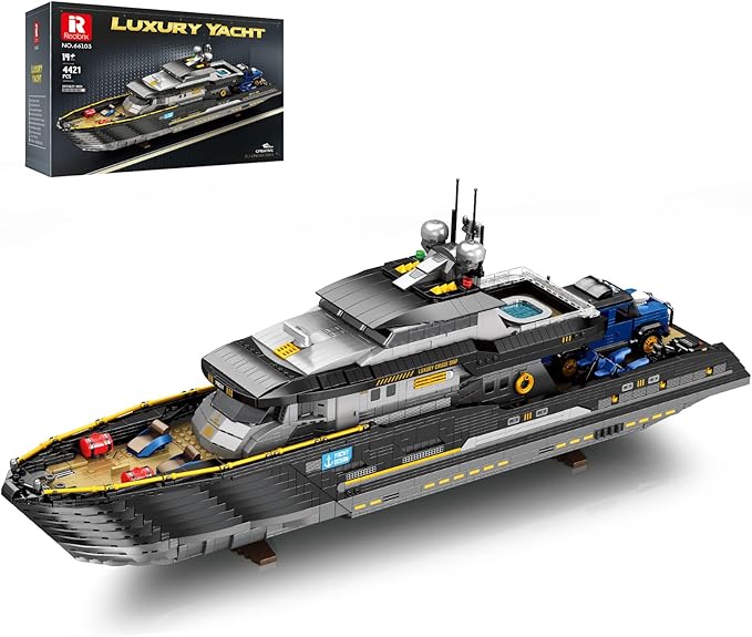 Reobrix Luxury Yacht Building Block Set for Adult 66103, Cruise Ship Building Toy Boat Model Kit, Yacht Collectible Display Decorations Gift for Adult Boys Girls Kids 14+ (4421PCS)