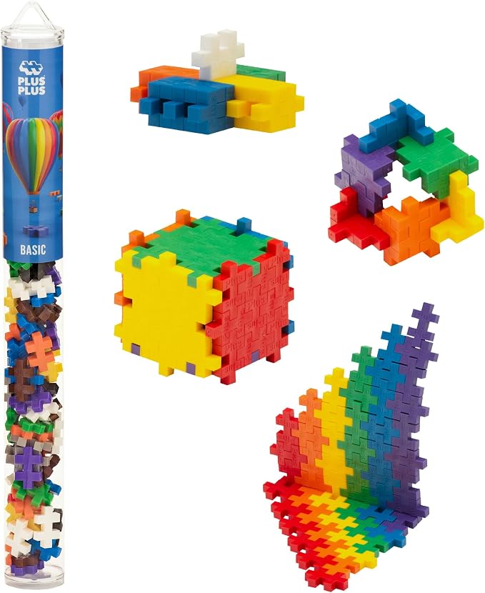 Plus Plus Basic Mix Tube - Mini Interlocking Building Blocks Set, Stem Toys for Kids - Sensory Bin Fillers / Math Manipulatives Classroom Must Haves Gifts for Boys & Girls