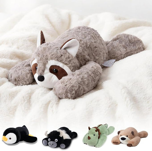 Niuniu Daddy Raccoon Weighted Stuffed Animals for Kids & Adults, 20" | 3.3lb Large Weighted Plushies Pillow for Sleeping and Calming, Cute Lying Plush Toy Huggable Gift for Everyday Comfort