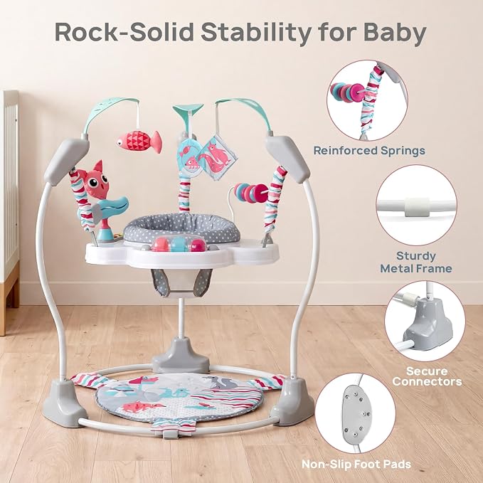 AskCat Portable Baby Activity Center Play Center 7-18 Months and Developmental Toys 7-18 Months,Pink
