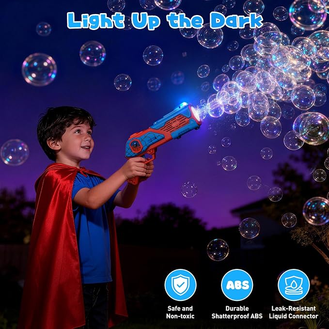 2PCS Bubble Gun for Kids, Spider Bubble Machine Gun with 4 Bubble Solution, Outdoors Toy, Easter, Halloween, Christmas, Party Favors, Birthday Gifts for Boys & Girls Ages 3 4 5 6 7 8