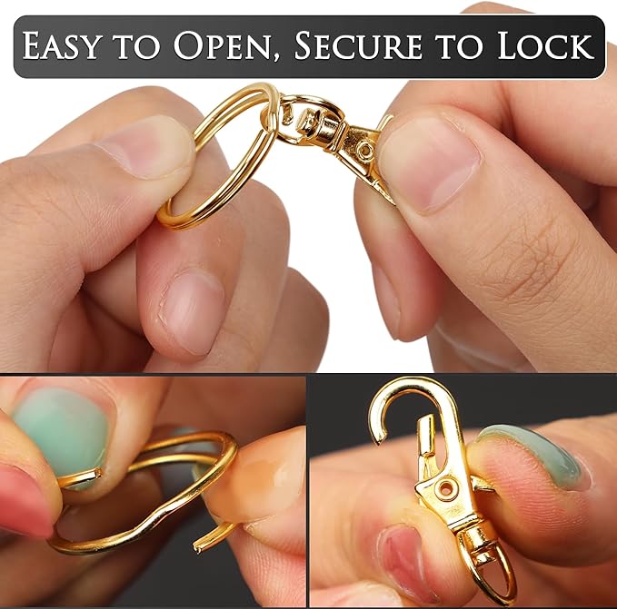 Gold Keychain Making Kit 50PCS – 25 Lobster Claw Clasps & 25 Key Rings, DIY Jewelry Craft Accessories for Handmade Projects