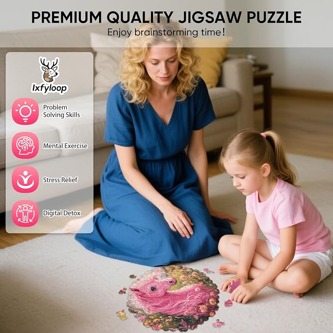 Ixfyloop Wooden Puzzles for Adults, Horse Wood Puzzle, Wooden Jigsaw Puzzles for Adults, Wooden Puzzles Birthday Gifts for Family Game Horse Puzzle Wooden Puzzles, 500 Pieces 16.5x16.3 Inch