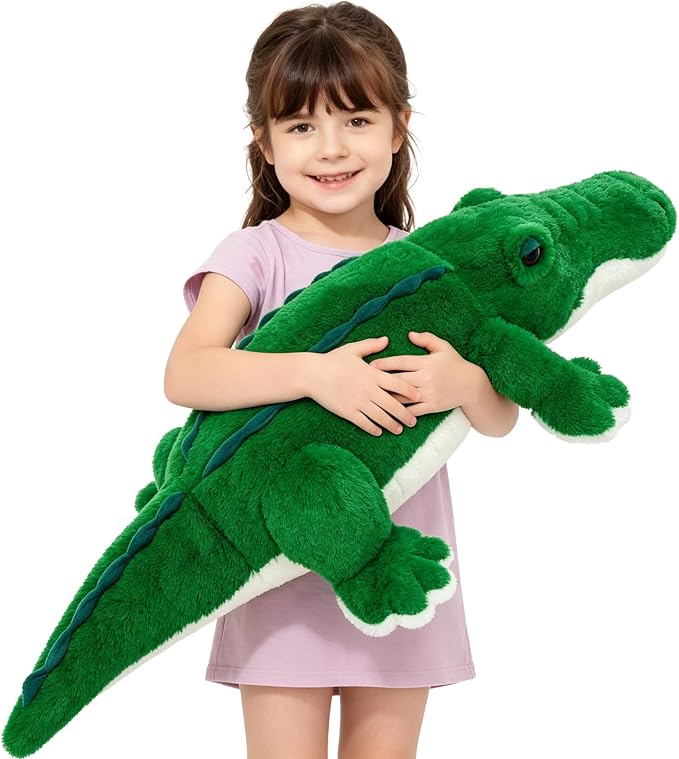 MorisMos 34inch Giant Alligator Stuffed Animal, Soft Fluffy Alligator Plush Toy, Big Stuffed Huge Crocodile Plush Gifts for Kids Boys Girls Brithday