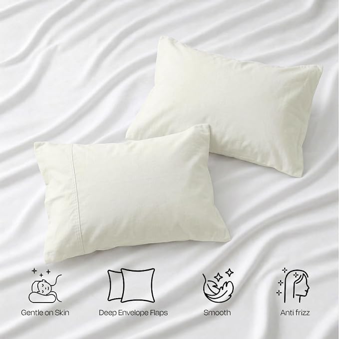 Full XL Size Sheets Set, 4-Piece Premium Egyptian Long-Staple 100% Cotton Bedding Set, Single-Ply Luxury Sateen Weave Hotel Quality Sheets, Soft & Breathable, 15” Deep Pockets, Ivory