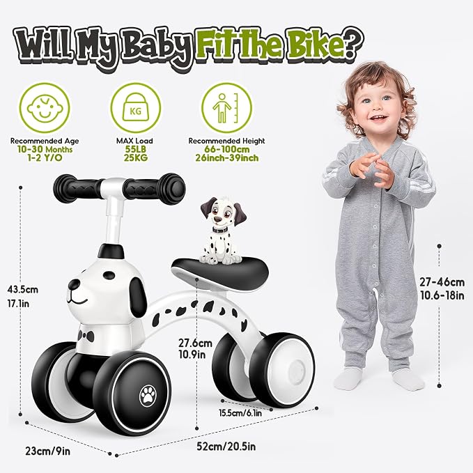 Baby Balance Bike Ride on Toys for 1 2 Year Old, Toddler Bike, First Birthday Gifts for 1 2 Year Old Boys Girls, Colorful Lighting Silent Wheels, No Pedal, Safe Baby First Bike