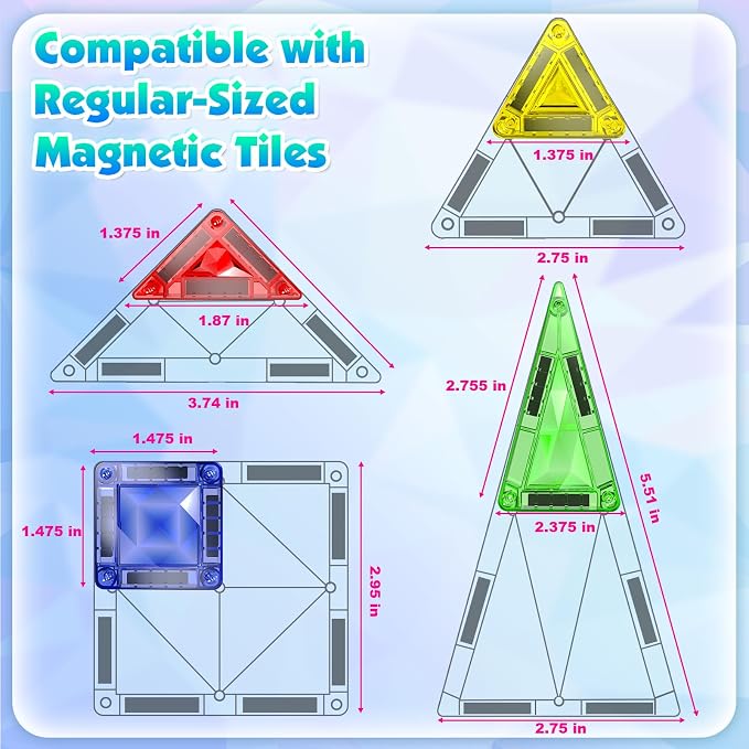 Mini Magnetic Tiles, 40 PCS Diamond Pattern Magnetic Tiles with Tin,Micro Magnet Travel Toy Portable for Kids Age 3+,STEM Educational Building Set Construction Toys,Boys Girls Toddlers Birthday Gifts