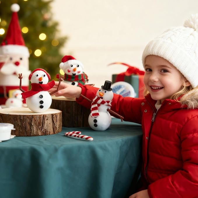 JOYIN Christmas Build a Snowman Craft Kit, 12 Pack Modeling Clay DIY Make a Snowman Kit for Christmas Arts and Craft Activities, Xmas Gift Stocking Stuffers for Kids, School Funny Toy Party Favor