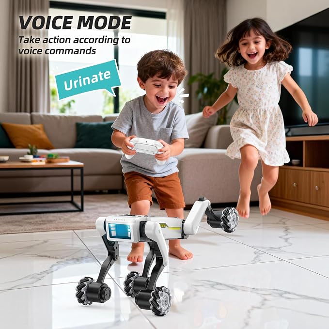 Smart Robot Dog for Kids Ages 6-12, Voice and Remote Control Robotic Pet, 30+ Bionic Actions, All-Terrain Stunt Moves, 25m Range, STEM Toy for Kids