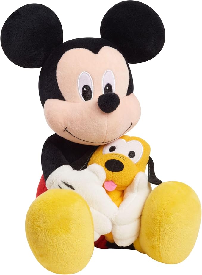Disney Classics Lil Friends Mickey Mouse and Pluto 11.5-inch Large Plushie Stuffed Animal, Kids Toys for Ages 2 Up by Just Play