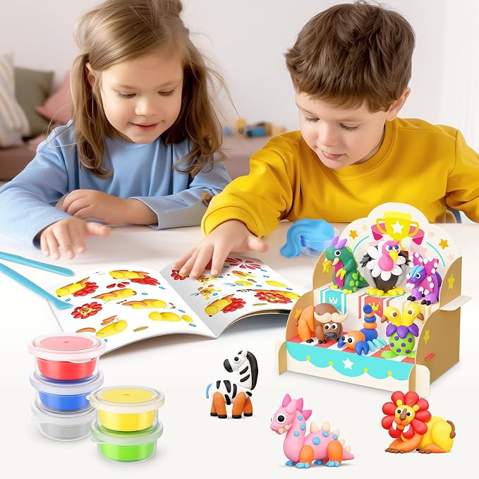 Drama Planet Air Dry Clay Kit for Kids, 26 Character Tutorials | 18 Cans of Modeling Clay, 46-Page Guidebook, 26 Character Tutorials, Great Gift for Boys & Girls