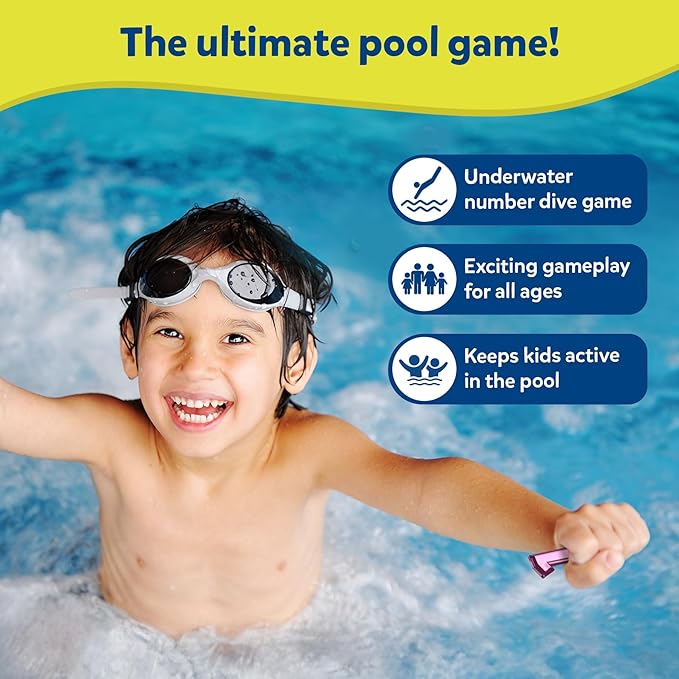 Skillmatics Pool Toys - Seek & Splash, Search & Find Water Game, Swimming Pool Number Dive Toy for Kids, Summer Fun & Gifts for Boys & Girls Ages 6, 7, 8, 9, 10, 11 & Up, Includes 50 Colorful Gems