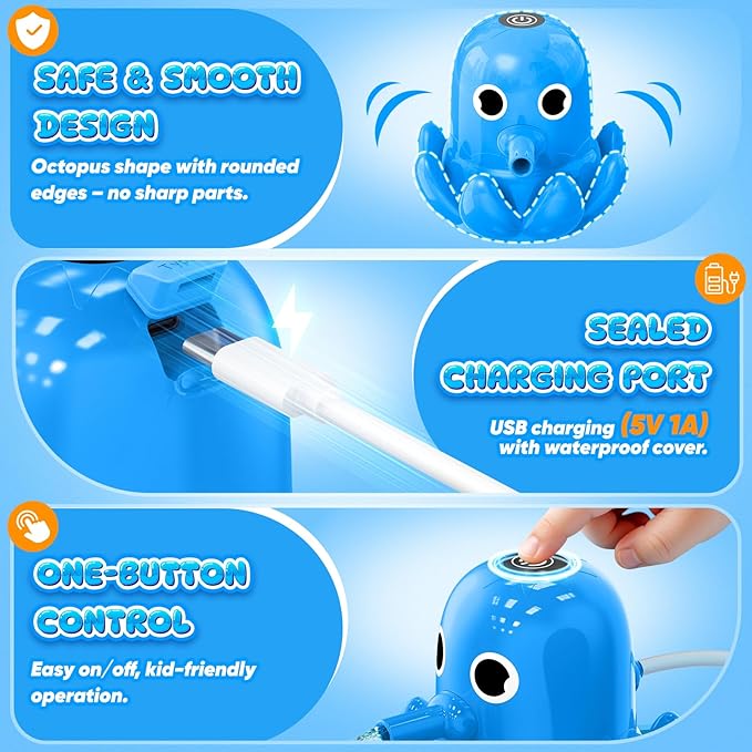 Water Table Pump, Magnetic No-Drill Rechargeable Battery Powered Continuous Flow Water Pump, Fits Water Tables & Step 2, Cordless Pump Toys, Outdoor Water Play Accessories for Kids & Toddlers, Blue