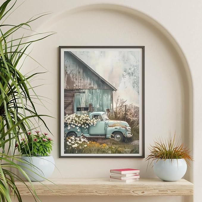 Paint by Numbers for Adults and Kids Beginner, Vintage Truck and Barn Painting by Number Kits On Canvas, Number Artist Paint by Number Kit Oil Painting Acrylic Paints, Home Wall Decor Gift 12X16 inch