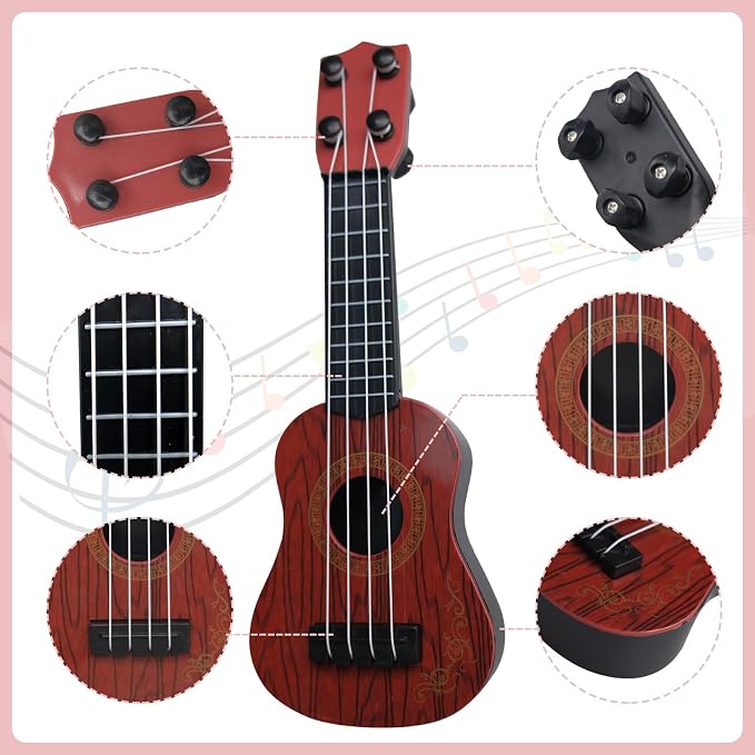 15 Pcs Kids Toy Guitar 10 Inch Mini Classical Ukulele Guitar Toy Beginner Rhyme Developmental Musical Instrument Toddlers Ukulele Guitar Cute Guitar Toy for Toddler Educational Toy Supplies