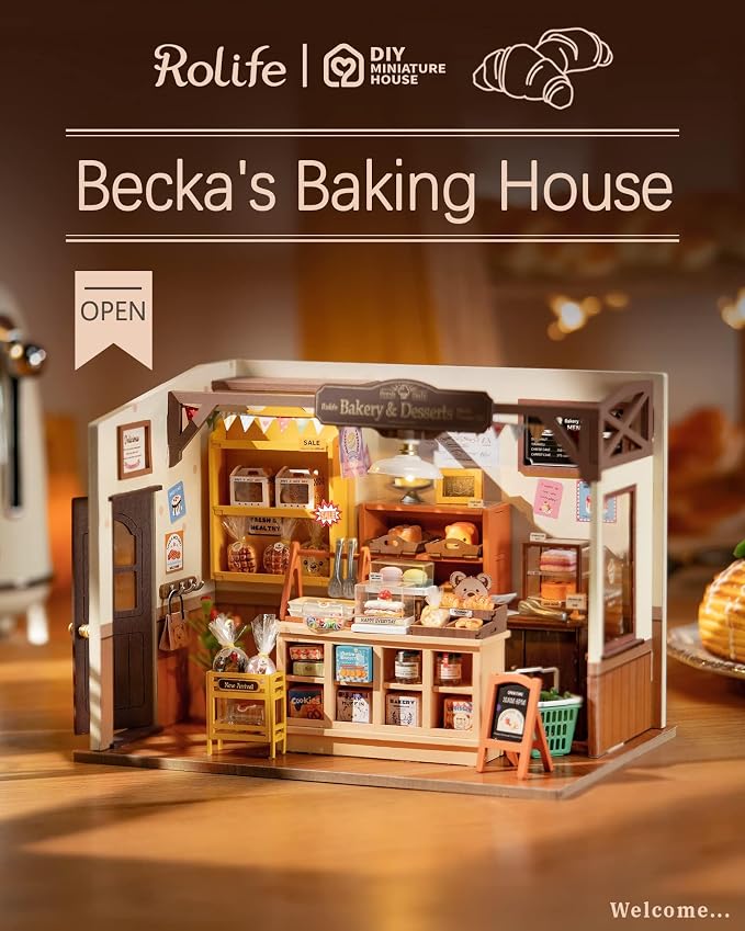 Rolife Miniature House Kit for Beginners-1:20 DIY Miniature Dollhouse Kit with LED Lights-Tiny House Crafts for Adults-Birthday Gifts Hobbies for Women and Men
