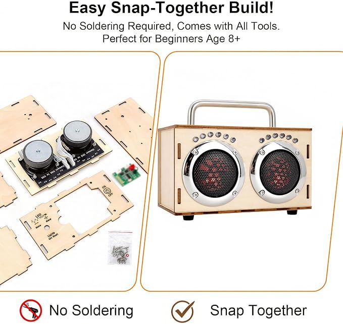 STEM Projects Kit for Kids & Adults Build Your Own Portable Wood Bluetooth Speaker Science Experiment Electronics Kit for Boys & Girls Ages 8-12 9 10 14 16-Chrome Graduation Gift Camping