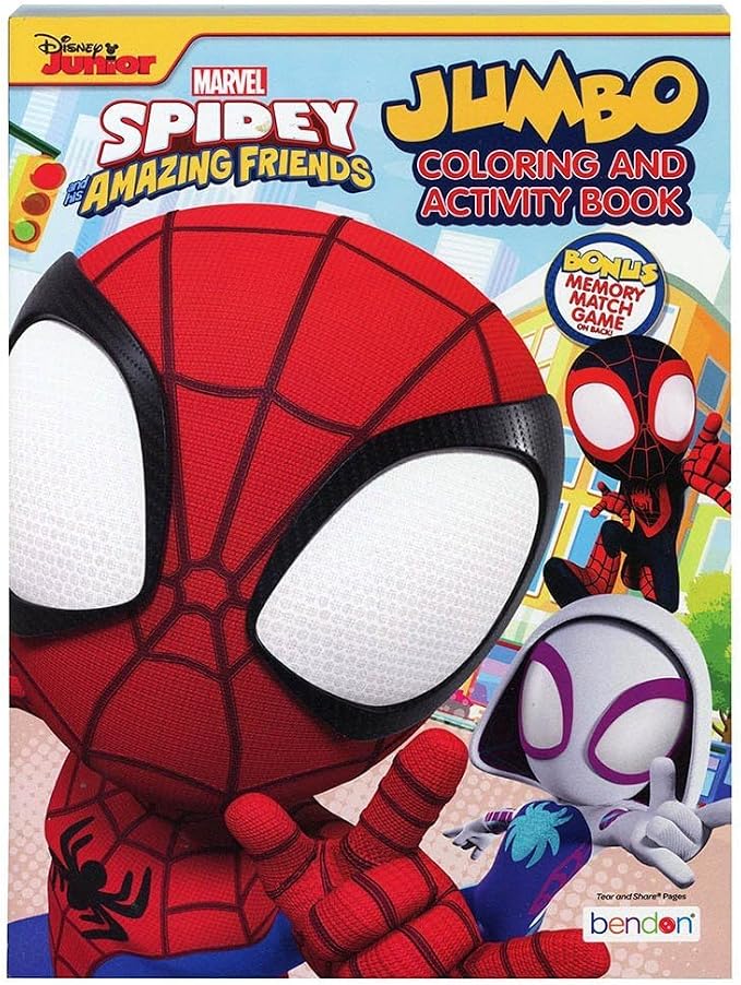 Marvel Spidey and Friends Coloring Book Set for Kids, Boys Ages 4-8 - Bundle with Spiderman Coloring Pages, Activities, Games Plus Stickers, Jumbo Crayons | Spidey and Friends Activity Book Set