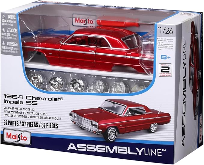 Maisto 1:24 Assembly Line 1964 Chevrolet Impala SS, Metallic Red