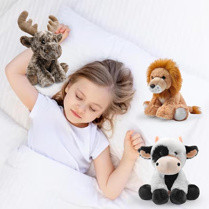 Plush Cow Sitting Toys Stuffed Animal, Realistic Cow Stuffed Animal Toy Characters Stuffed Filled in Limbs 8.5 Inch Soft Huggable Gifts for Kids with Stuffed Animals Birthday Gift for Girls Boys
