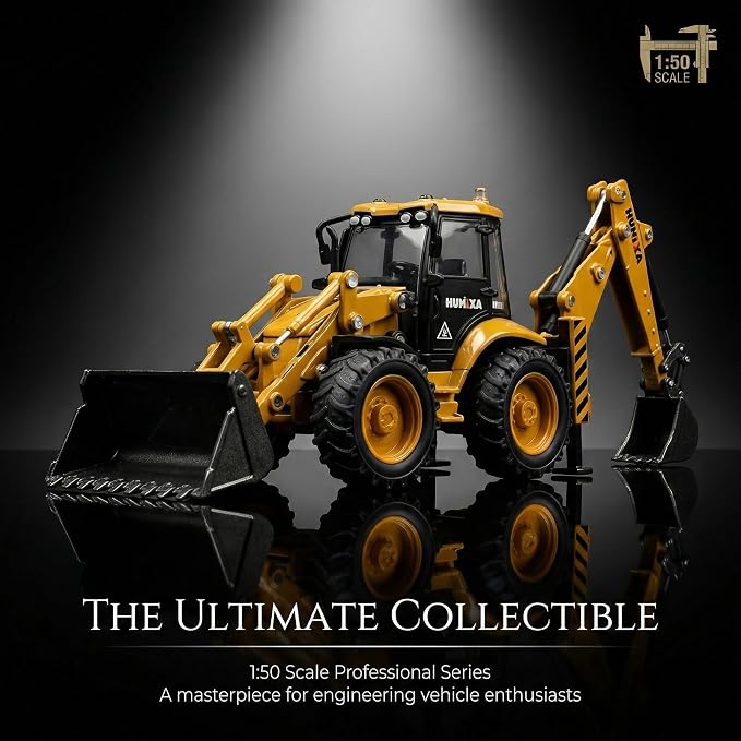 Excavator Backhoe Toys, 1/50 Metal Die-cast Excavator Front Loader Bulldozer Construction Vehicle Model Decoration Gifts for Kids Grandkids Christmas Birthday
