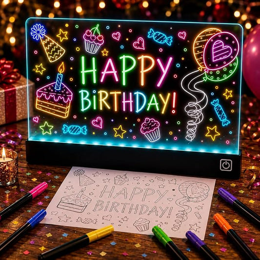 Upgraded 16 Inches LED Drawing Board – Rechargeable, 8 Colors, 11 Light Modes, Adjustable Brightness – Acrylic Light Board for Tracing with Stand, Markers and Full Kit – Birthday Gift Set (Black)