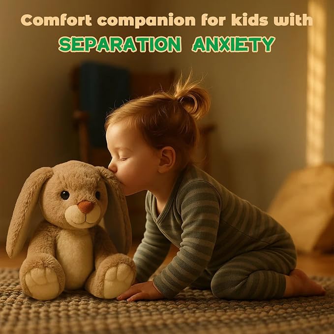 Bunny Stuffed Animal Rabbit Plush Toy Cute Big Feet Sitting Plushie Easter Basket Stuffers Gifts for Kids Girls Boys Comfort Companion Cuddle Buddy Huggable Doll Weighted Feel 8 Inch 7.1 oz
