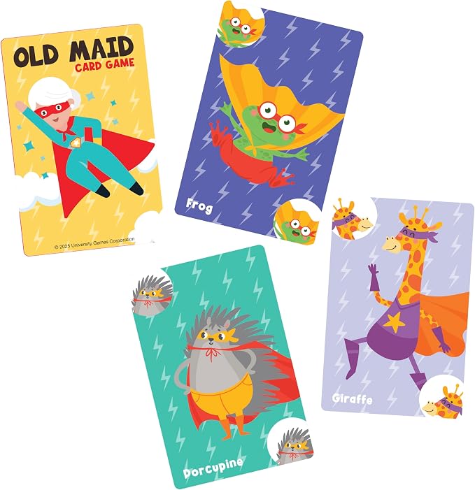University Games Old Maid Card Game - Jumbo Size, Colorful Character Cards for Kids Ages 4 and Up, Fun Family and Educational Game