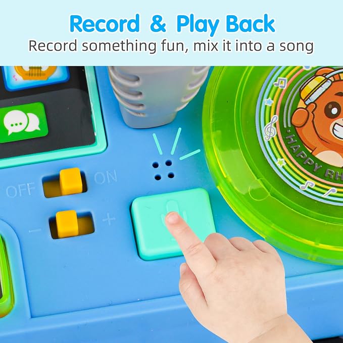 Baby DJ Activity Table for Toddlers 1-3, Baby Musical Piano Toys for 1 Year Old Boy with Music & Light Toddler Learning Educational Infant Toy 6-9-12-18 Months for 1st One Boy Girl First Birthday Gift