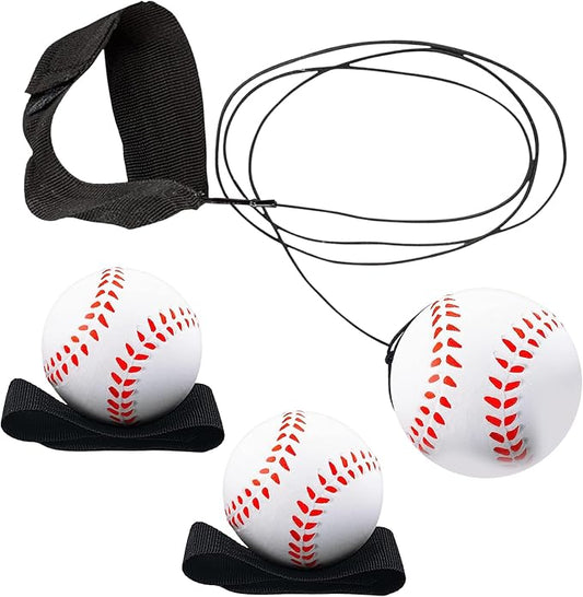 Playbees Reactive Practice Baseballs (3 Pack) – Personal Wrist Return Trainer for Solo Pitching & Catching Practice – High-Elastic Training Ball for Kids & Beginners – Compact Travel Set